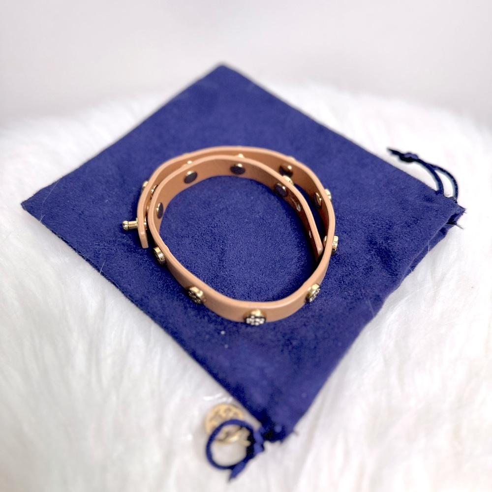 Tory Burch Double Wrap Logo Stud Bracelet